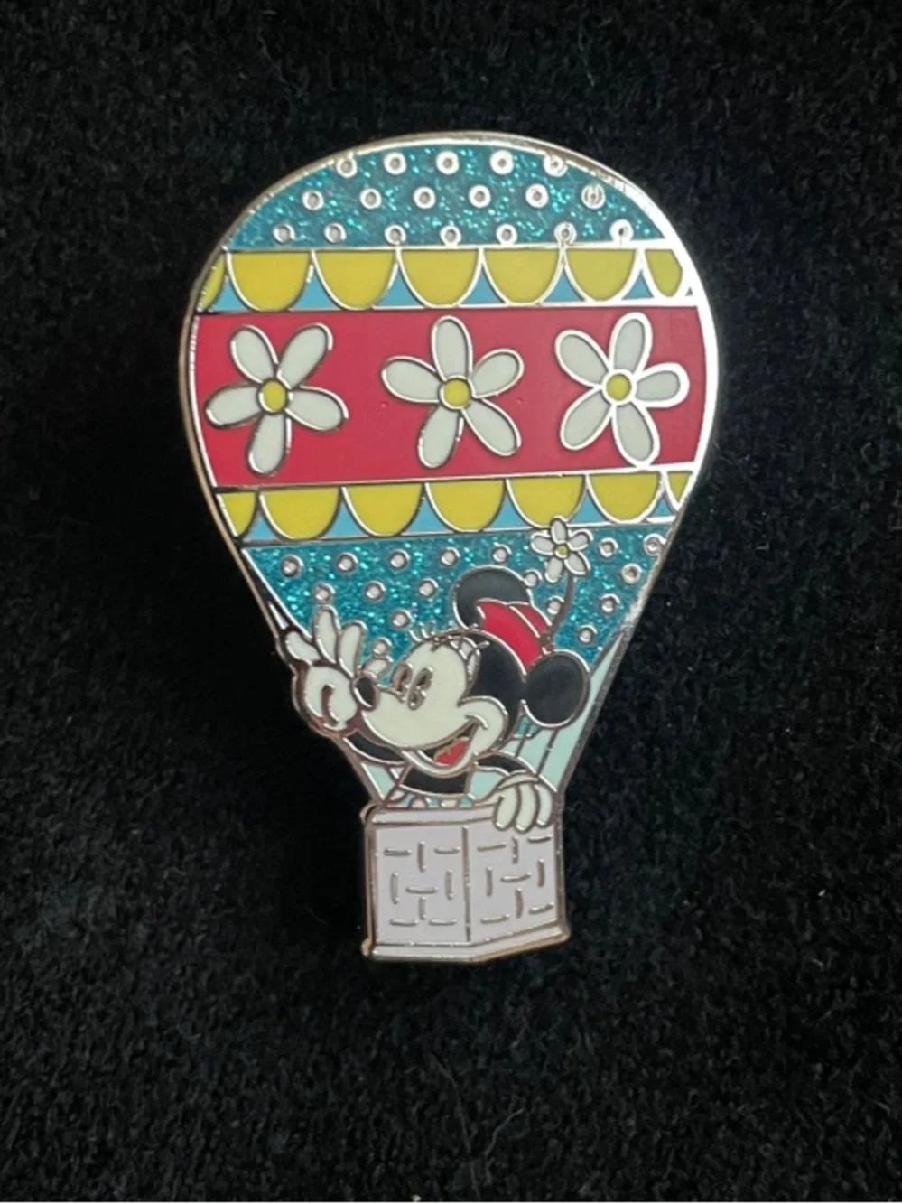 Disney Minnie Mouse Hot Air Balloon Enamel Pin - Blue, Red & Yellow